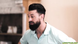 Gooner stepdad joins stepson masturbation and fucks him