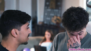 Stepmom getting turned on by her stepson and his friend