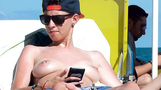 Natural tits nudist teen relaxing and showing tight ass