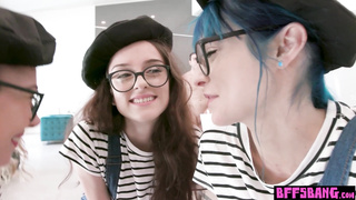 Teen artist and BFFs cant resist a cock
