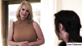 Stepmom asslicks her busty stepdaughter