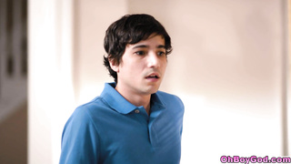 Stepmom and stepson fucks in the kitchen