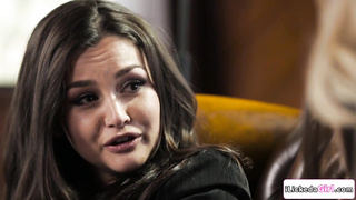 Lesbian couple having 3some with friend