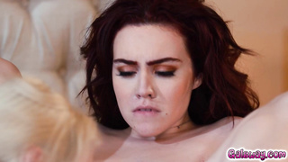 Christie gets aroused from Freya's masturbation