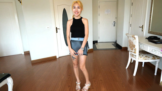 Tiny amateur Thai teen in a bunny outfit