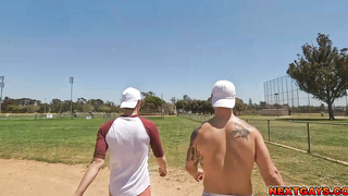 Blain OConnor and Collin Merp play with their meat bats