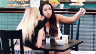 We got caught licking in a coffee shop