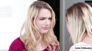 Blonde dominates her stepsister to fuck