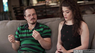 Petite brunette lets a stalker fuck her