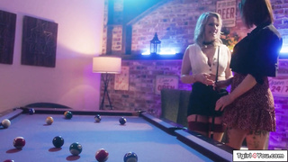 TS Janie Blade fucks a milf at pool hall