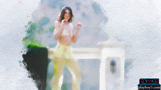 Petite latina MILF dips naked in a pool