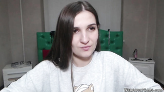 Small tits brunette amateur babe solo on webcam