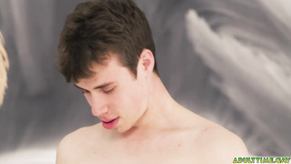 Two loving boyfriends inviting a third man