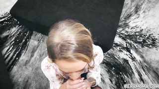 Athena sucks Allen off until he blows a huge load