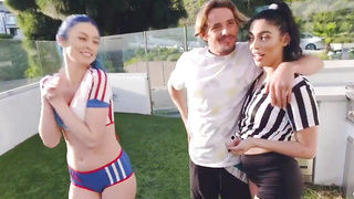 soccer hotties fuck a lucky surfer boy in orgy