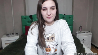 Tiny tits amateur masturbates with toy on webcam show