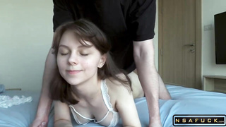 Hot Cute Girl Enjoys Dick Swallows Cum