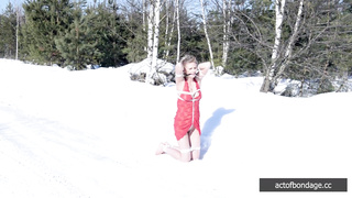 Claudia is under the snowballs attack.