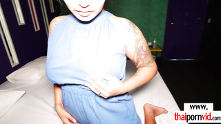 Guy fucking a Thai sluts tits and pussy