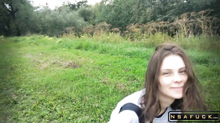 Russian Slut make Blowjob Outdoor after University