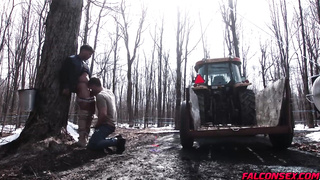 Upton drops down to suck off Kenzo's hard log