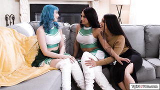 TS Khloe Kay and gf fuck a cheerleader