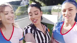 fit teens share a big cock in orgy