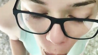 Petite Brunette Slut Gets Cumshot