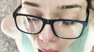 Petite Brunette Slut Gets Cumshot