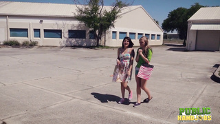 Public Handjobs Raquel Roper and Jessie Young Homeless Handjob
