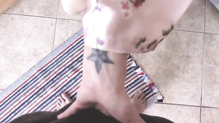 busty cougar fucks her stepson while dad is away