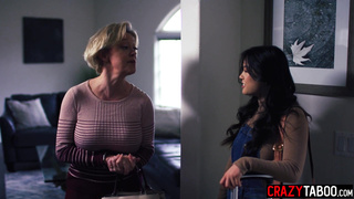 Big tits MILF dived in Asian teens pussy