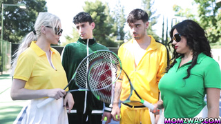 Having a stepson and stepmoms tennis showdown practice