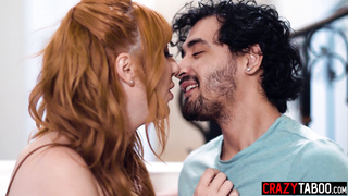 Redhead MILF stepmom sucking big cock