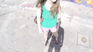 big tits petite teen paid cash to fuck stranger in public pov