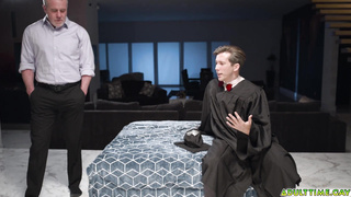 Gay teacher and student fuck sesh in bed