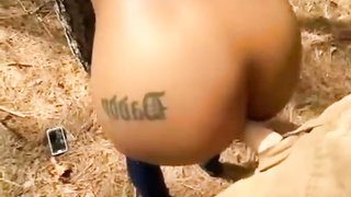 Ebony Babe Creampied in Public