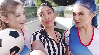 fit teens share a big cock in orgy 2