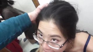 Oriental-throatie (apparel supermarket, fitting bedroom, 4-eyes)
