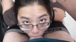 Oriental-throatie (apparel supermarket, fitting bedroom, 4-eyes)