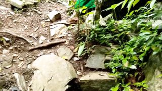Plowing Gf in Green Saree Outdoor Woods near Sea