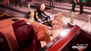 Big tits blonde cop having threesome sex with two futanari lesbians