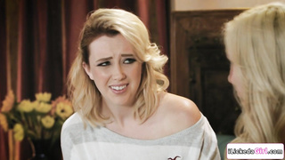 Blonde babe facesitting horny lesbian gf