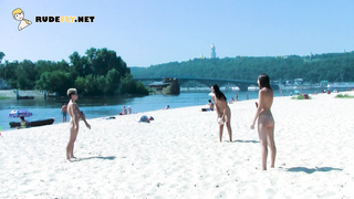 Hot nudist girl filmed by a voyeur with a [censored]