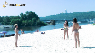 Hot nudist girl filmed by a voyeur with a [censored]