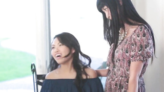 asian mom teaching stepdaughter how to please a cock