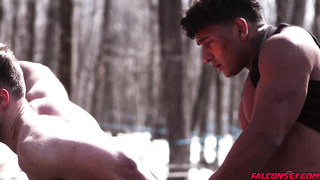 Upton covers his fur-dusted body in creamy jizz