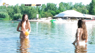 Young nudist with tiny tits that is soaking up the sun