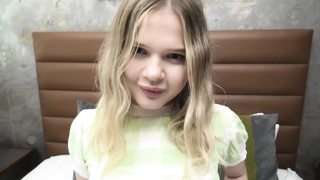 Watch this leggy 18 year old blonde newbie suck cock