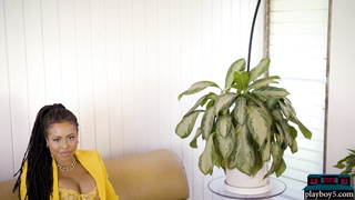 Curvy black MILF Kira Noir striptease